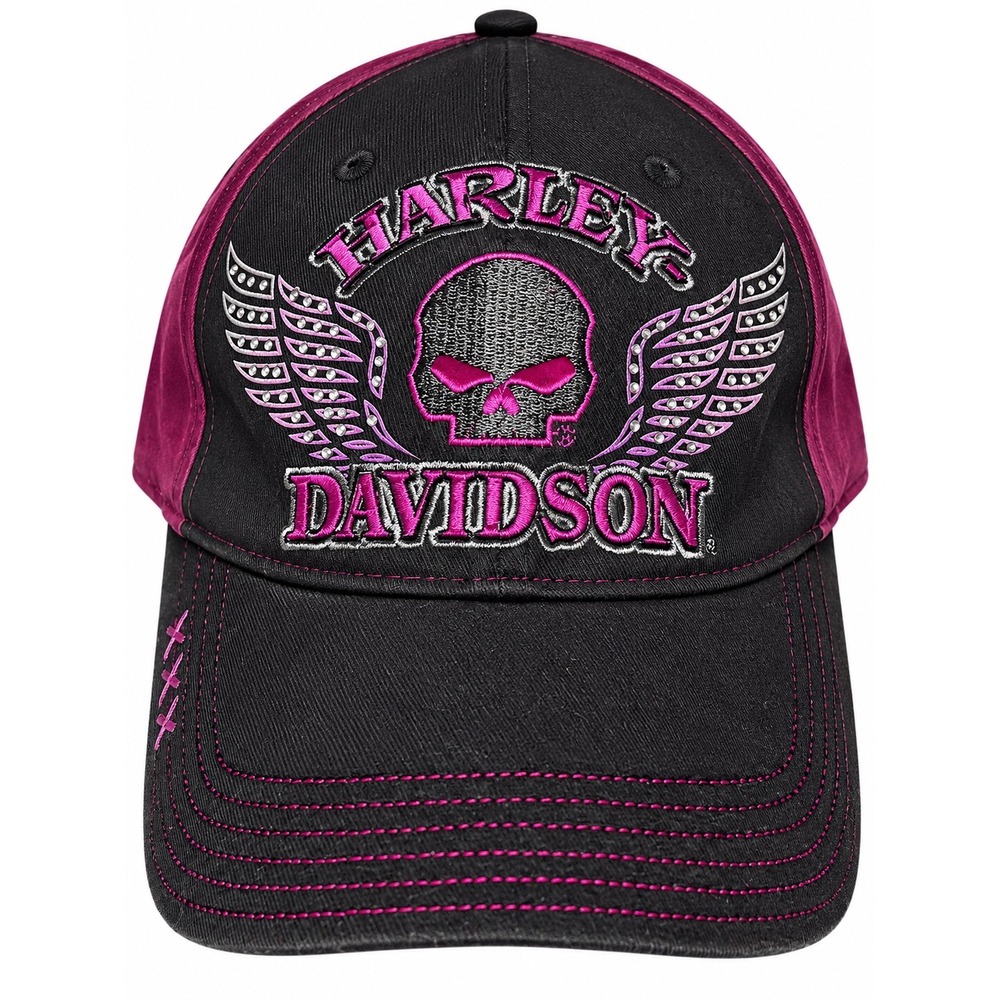 Harley-Davidson Willie G Skull Wings Hat Black Burgundy Purple Embroidery Cap
